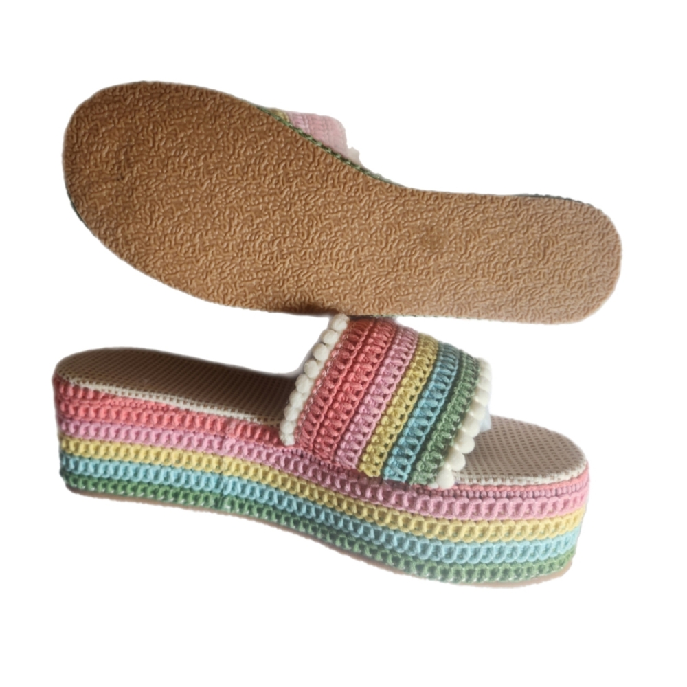 Colorful Striped Women's Platform Sandals - Picture 5 of 7